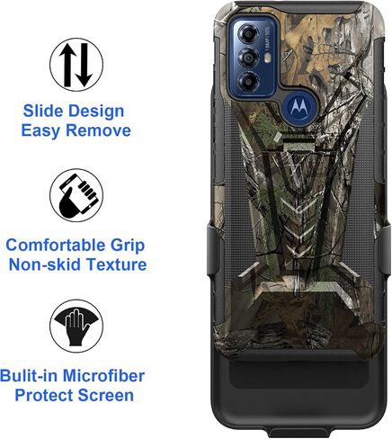 Ailiber for Motorola Moto G Play 2023 Phone Case with Screen Protector, Swivel Belt Clip Shell Holster with Kickstand, Heavy Duty Full Body Shockproof Protective Cover for Motorola G Play 2023-Camo in Saudi Arabia