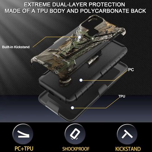 Ailiber for Motorola Moto G Play 2023 Phone Case with Screen Protector, Swivel Belt Clip Shell Holster with Kickstand, Heavy Duty Full Body Shockproof Protective Cover for Motorola G Play 2023-Camo in Saudi Arabia