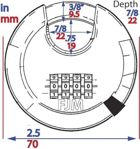 FJM Security Products SX-790 قفل قرصي مركب بأربعة أقراص مع تكبل فولاذي مقوى محمي و10,000 مجموعة محتملة، كروم in Kuwait