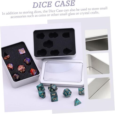 TOYANDONA 8 Pcs Box Dice Storage Box Pad Holder Mini Containers Container with Lid Metal Dice Box Metal Brackets Dice Organizer Box Dice Supplies Home Supplies Dice Boxes with Foams Pad Foam in Kuwait