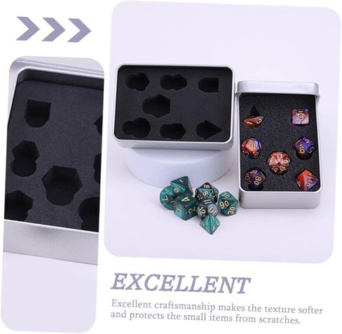TOYANDONA 8 Pcs Box Dice Storage Box Pad Holder Mini Containers Container with Lid Metal Dice Box Metal Brackets Dice Organizer Box Dice Supplies Home Supplies Dice Boxes with Foams Pad Foam in Kuwait