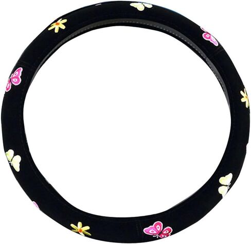 فراشة السيارات النساء اليدوية التطريز لطيف 15 بوصة غطاء عجلة القيادة السيارة (أسود) in Kuwait