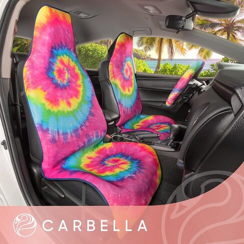 Black Leopard & Butterfly Car Seat Covers, 2 Pack Animal Print Front Seat Covers for Cars with Matching Steering Wheel Cover, Cute Automotive Interior Covers for Trucks Van SUV in Kuwait
