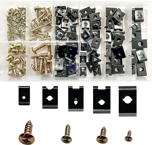 BRT Bearingshui 170 قطعة من مجموعة متنوعة من صواميل السيارة والمسمار على شكل حرف U، 9 أحجام مختلفة لصمولة على شكل حرف U وأجزاء بديلة لمشبك المسمار للوحة باب لوحة القيادة الداخلية in Kuwait