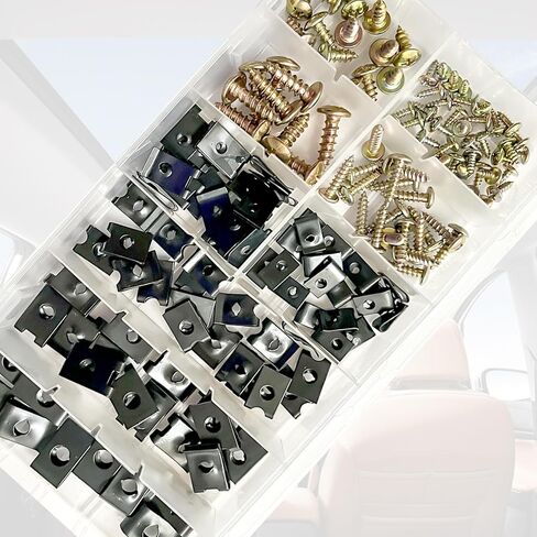 BRT Bearingshui 170 قطعة من مجموعة متنوعة من صواميل السيارة والمسمار على شكل حرف U، 9 أحجام مختلفة لصمولة على شكل حرف U وأجزاء بديلة لمشبك المسمار للوحة باب لوحة القيادة الداخلية in Kuwait