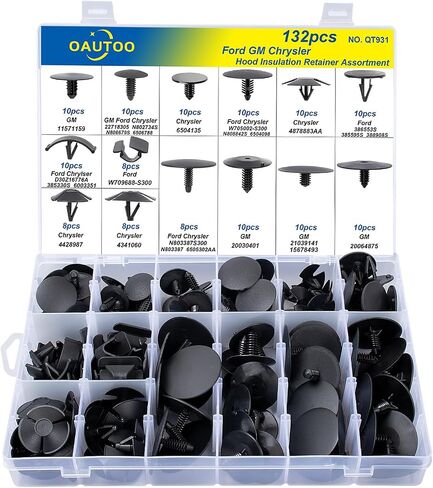 OAUTOO 132pcs غطاء محرك السيارة العزل التجنيب كليب تشكيلة لجنرال موتورز فورد كرايسلر يناسب جيب دودج رام بويك كاديلاك تشيفي جي إم سي هامر أولدزموبيل بونتياك زحل لينكولن ميركوري in Saudi Arabia