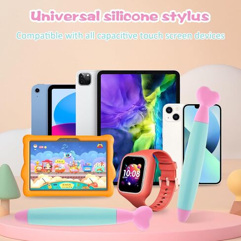 Kid Friendly Stylus Pens for Touch Screens, 2 Pcs Stylus Pens for Children Tablet Stylus Pen Anti Slip Easy Grip Universal Touch Safe Compatible with All Touch Devices(B-Style) in Saudi Arabia