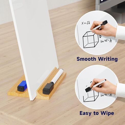لوح مسح جاف من الأكريليك الأبيض بقاعدة خشبية، لوحة بيضاء بدون إطار للقيام بقائمة مع مجموعة أقلام تحديد وممحاة، لوحة مذكرة مدمجة ومحمولة مقاس 9 × 6.5 بوصة للمكتب والمنزل والمدرسة in Kuwait