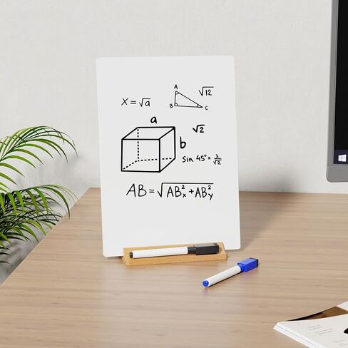 لوح مسح جاف من الأكريليك الأبيض بقاعدة خشبية، لوحة بيضاء بدون إطار للقيام بقائمة مع مجموعة أقلام تحديد وممحاة، لوحة مذكرة مدمجة ومحمولة مقاس 9 × 6.5 بوصة للمكتب والمنزل والمدرسة in Kuwait