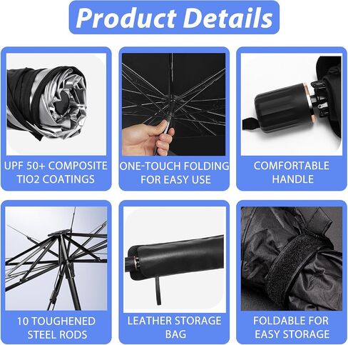Car Windshield Sun Shade, Upgraded Car Sunshade Umbrella, Foldable Car Sunshade Cover for Car Front Windshield Block UV Rays and Keep Interior Cool, Fits Sedans Trucks SUV and Most Cars in Saudi Arabia