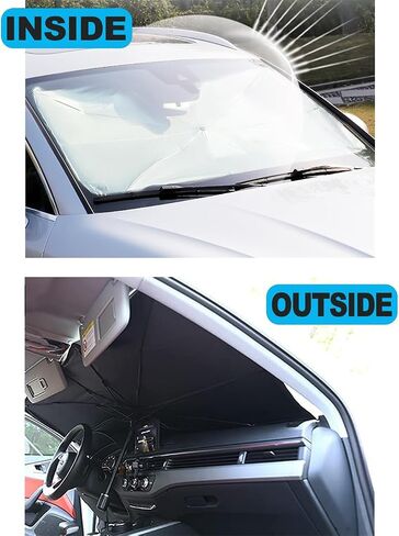 Car Windshield Sun Shade, Upgraded Car Sunshade Umbrella, Foldable Car Sunshade Cover for Car Front Windshield Block UV Rays and Keep Interior Cool, Fits Sedans Trucks SUV and Most Cars in Saudi Arabia