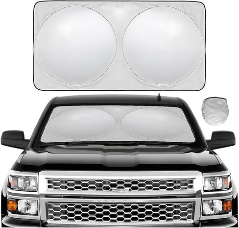Blilo Car Windshield Sun Shade, Car Sun Shade for Front Window, Foldable Vehicles Sun Heat Protection UV Rays Blocker Cover, Auto Interior Accessories Universal for SUV Truck Pickup (66''×38'') in Saudi Arabia