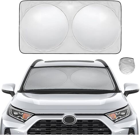 Blilo Car Windshield Sun Shade, Car Sun Shade for Front Window, Foldable Vehicles Sun Heat Protection UV Rays Blocker Cover, Auto Interior Accessories Universal for SUV Truck Pickup (66''×38'') in Saudi Arabia