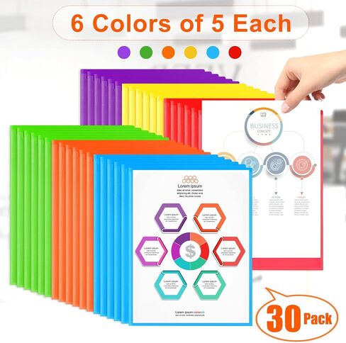 officygnet 36 حزم 2 مجلدات جيب مع جيب أمامي واضح، مجلدات بلاستيكية متينة كبيرة الحجم للمدرسة واللوازم المكتبية، مجلدات جيب متعددة الألوان للورق بحجم الحروف، 6 ألوان in Kuwait