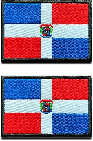 2 Pcs Dominican Republic Flag Embroidered Patch Dominicans National Military Uniform Iron On Sew On Emblem 3.5x2.5 inch for Jackets Jeans Clothing Hat Sewing Ironing(Dominican) in Saudi Arabia