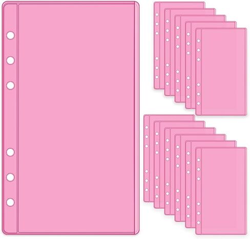 Black A6 Binder Pockets Budget Cash Envelopes Zipperless 12pcs PVC Binder Inserts Sleeves Pouches Loose Leaf Bags for 6 Ring Binders Money Bills in Kuwait