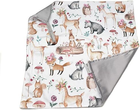Baby Security Blanket, Satin and Minky Woodland Animals Lovey with Loop for Boys and Girls (Sweet Darlings/Pink) in Saudi Arabia
