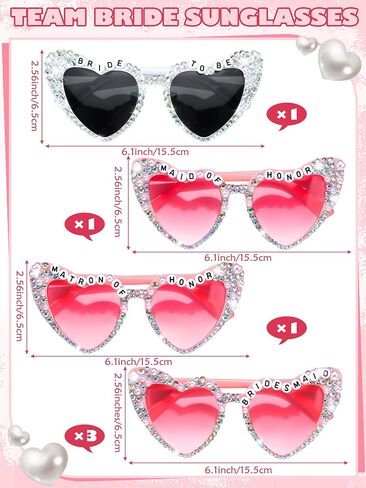 6 Pcs Bride Sunglasses Bachelorette Sunglasses Party Favors for Bridesmaids for Wedding Party Bride to Be Gifts in Saudi Arabia