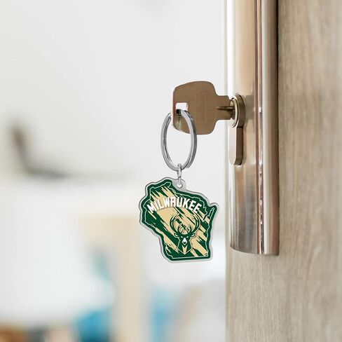 Rico Industries NFL Green Bay Packers Champ State Shape Keychain,Silver Large in Saudi Arabia