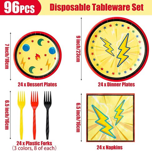 96 قطعة من أدوات مائدة الحفلات الكرتونية، مجموعة أدوات مائدة للاستعمال مرة واحدة، أطباق ورقية للعشاء، طبق الحلوى، مناديل، شوك بلاستيكية، لوازم الحفلات للأطفال، أعياد الميلاد، استحمام الطفل يخدم 24 ضيفًا in Kuwait