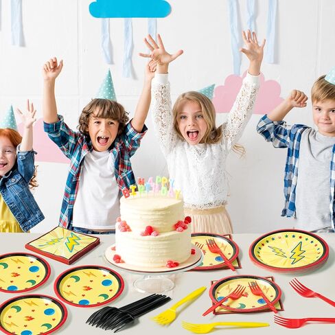 96 قطعة من أدوات مائدة الحفلات الكرتونية، مجموعة أدوات مائدة للاستعمال مرة واحدة، أطباق ورقية للعشاء، طبق الحلوى، مناديل، شوك بلاستيكية، لوازم الحفلات للأطفال، أعياد الميلاد، استحمام الطفل يخدم 24 ضيفًا in Kuwait