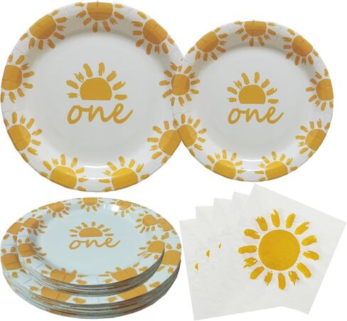 60 Pcs First Trip Around The Sun Party Tableware Set, Boho Sun Birthday Party Decoration,Sunshine Party Supplies Plates Napkins Perfect for 1st First Trip Around The Sun Party in Saudi Arabia