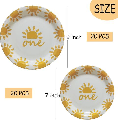 60 Pcs First Trip Around The Sun Party Tableware Set, Boho Sun Birthday Party Decoration,Sunshine Party Supplies Plates Napkins Perfect for 1st First Trip Around The Sun Party in Saudi Arabia