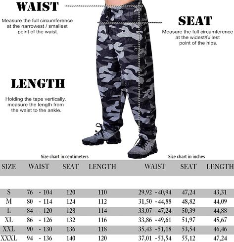 Men's Camouflage Baggy Sweatpants Gym Training Pants Big Sam in Saudi Arabia