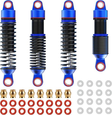 ممتص الصدمات COOWOO RC، مجموعة أجزاء ممتصة للصدمات RC قابلة للتعديل للسيارات الزاحفة 1/18 TRX-4M RC، مصنوعة من سبائك الألومنيوم، مجموعة من 4 - أمامي وخلفي، أزرق in Kuwait