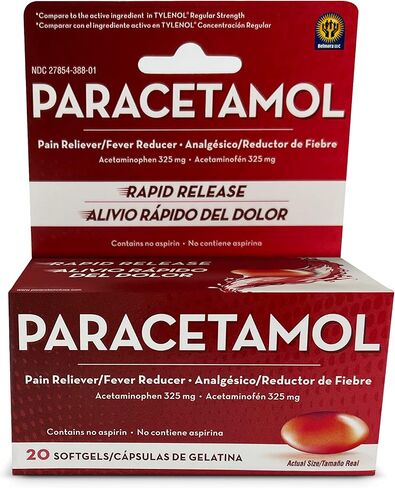 Acetaminophen 325mg 20 Softgels for Pain Relief, Liquid Filled Capsules to Rapid Release Pain, Quick Pain Reliever for Adults Extra Strength, Fever Reducer in Saudi Arabia