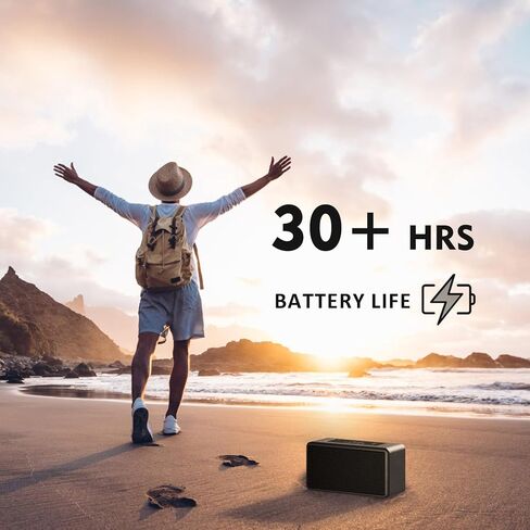 مكبر صوت بلوتوث محمول مع صوت ستيريو عالي 60 وات وباس قوي، بلوتوث V5.3، وقت تشغيل 30 ساعة، تصميم خشبي مصنوع يدويًا، مكبر صوت للمنزل وفي الهواء الطلق والسفر، أسود in Saudi Arabia
