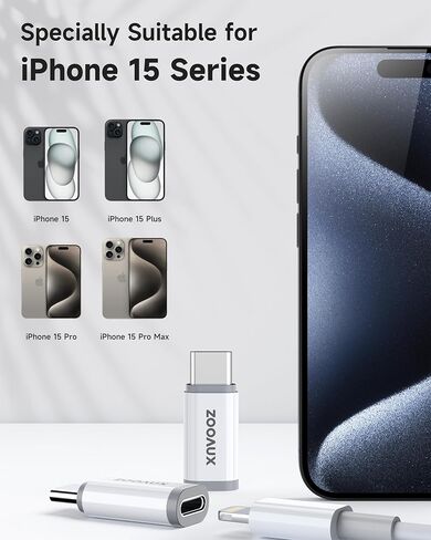 عبوتان لمحول Lightning إلى USB C، محول Lightning Female إلى USB C Male لهاتف iPhone 15، iPad Pro، أجهزة النوع C، موصل شاحن النوع C، دعم الشحن ونقل البيانات، وليس للصوت/OTG/الميكروفون in Kuwait