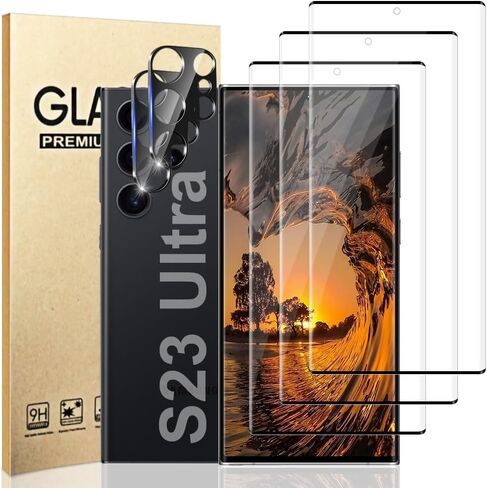 OuYteu [3+2 Pack] Galaxy S23 Ultra Screen Protector and Lens Protector, Ultrasonic Fingerprint Support, 9H Tempered Glass, Anti Bubble,Scratch Resistant,for Samsung Galaxy S23 Ultra 6.8 Inch in Saudi Arabia