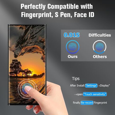 OuYteu [3+2 Pack] Galaxy S23 Ultra Screen Protector and Lens Protector, Ultrasonic Fingerprint Support, 9H Tempered Glass, Anti Bubble,Scratch Resistant,for Samsung Galaxy S23 Ultra 6.8 Inch in Saudi Arabia