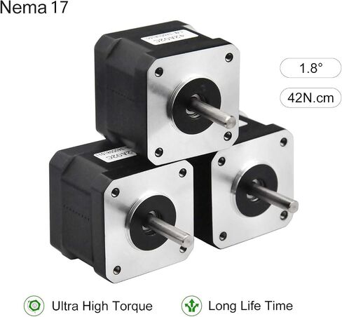 Nema 17 Stepper Motor 3PCS, 2 Phase Step Motor Bipolar 1.5A 59.5oz.in(42Ncm) 42x42x38mm 4-Wire 30cm Long Cable for 3D Printer (3, 42A02C-XH2.54) in Saudi Arabia