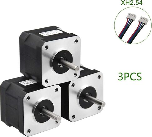 Nema 17 Stepper Motor 3PCS, 2 Phase Step Motor Bipolar 1.5A 59.5oz.in(42Ncm) 42x42x38mm 4-Wire 30cm Long Cable for 3D Printer (3, 42A02C-XH2.54) in Saudi Arabia