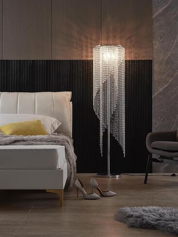 Crystal Floor Lamp, Elegant Rain Lamp, Modern Lava Lamp for Living Room, Bedroom, Girls Room, Silver Chrome in Kuwait