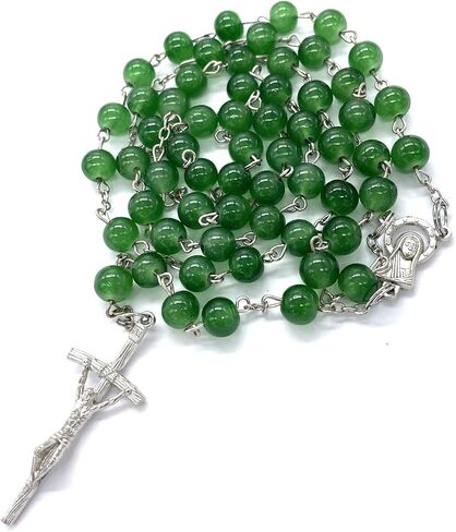 Rosaries Imitation Jade Artificial Crystal Glass Rosary Beads Rosery Cross Catholic gifts cs in Saudi Arabia