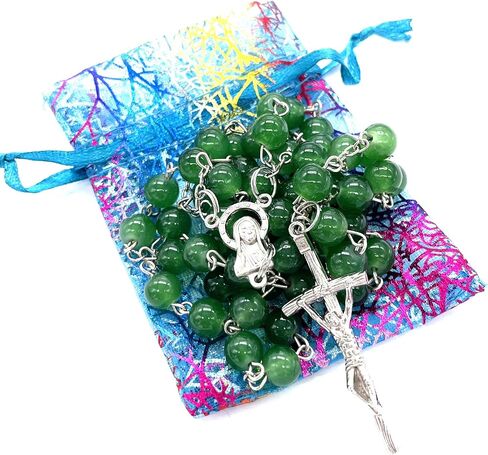 Rosaries Imitation Jade Artificial Crystal Glass Rosary Beads Rosery Cross Catholic gifts cs in Saudi Arabia