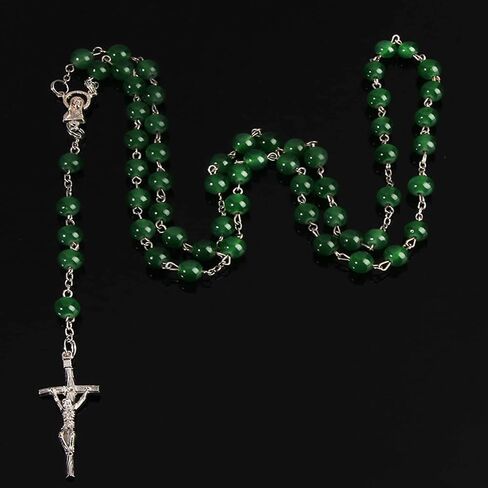 Rosaries Imitation Jade Artificial Crystal Glass Rosary Beads Rosery Cross Catholic gifts cs in Saudi Arabia