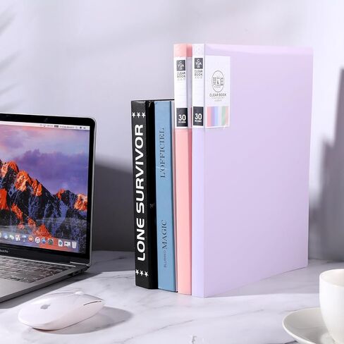 Purple Art Portfolio Folder with 30 Pocket Binder with Plastic Sleeves A4 Size Clear Sheet Protectors Displays 60 Pages Portfolio Presentation Folder for Artwork Document Certificate Letter in Saudi Arabia
