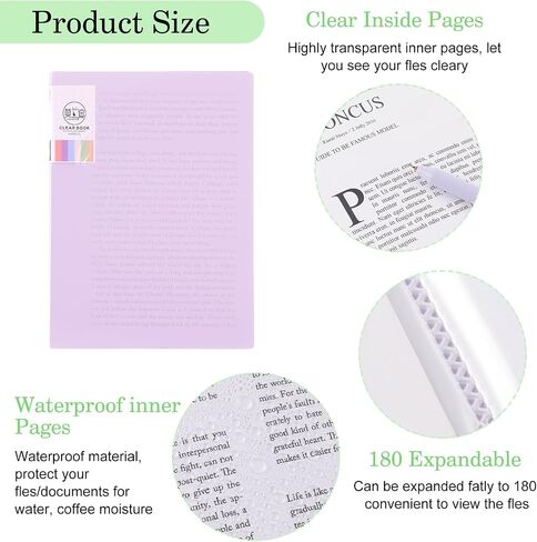 Purple Art Portfolio Folder with 30 Pocket Binder with Plastic Sleeves A4 Size Clear Sheet Protectors Displays 60 Pages Portfolio Presentation Folder for Artwork Document Certificate Letter in Saudi Arabia