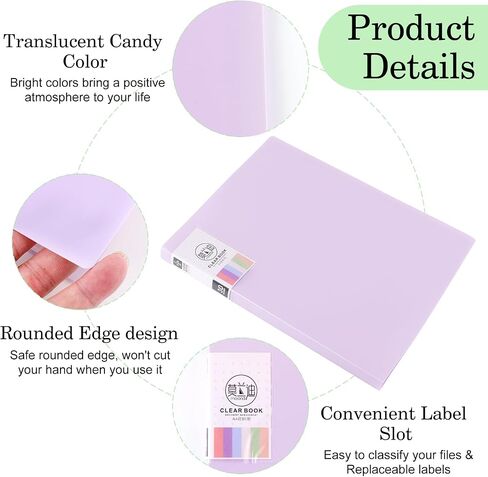 Purple Art Portfolio Folder with 30 Pocket Binder with Plastic Sleeves A4 Size Clear Sheet Protectors Displays 60 Pages Portfolio Presentation Folder for Artwork Document Certificate Letter in Saudi Arabia
