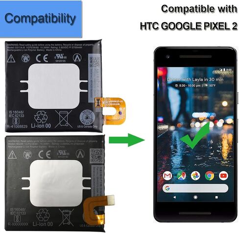 بطارية بديلة ليثيوم بوليمر جديدة G011A-B BG2W متوافقة مع Google Pixel 2 5.0 2700mah 3.85v مع أداة in Saudi Arabia