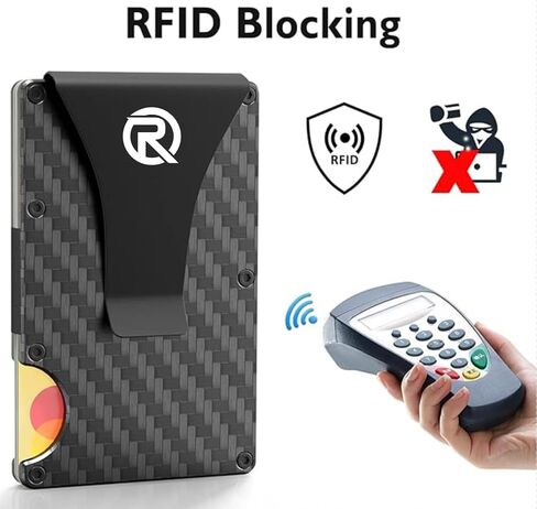 محفظة من ألياف الكربون للرجال، محفظة I RFID، مقاومة للخدش، تصميم بسيط، حامل بطاقة الائتمان، مشبك للنقود in Saudi Arabia