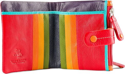 Visconti Mojito M77 Multi Colored Soft Leather Compact Wallet/Purse 3.5" x 4.3" (Black Multi) in Saudi Arabia
