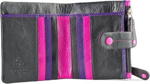 Visconti Mojito M77 Multi Colored Soft Leather Compact Wallet/Purse 3.5" x 4.3" (Black Multi) in Saudi Arabia