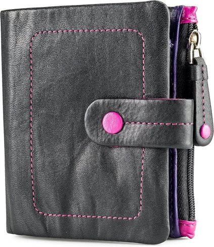 Visconti Mojito M77 Multi Colored Soft Leather Compact Wallet/Purse 3.5" x 4.3" (Black Multi) in Saudi Arabia