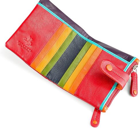 Visconti Mojito M77 Multi Colored Soft Leather Compact Wallet/Purse 3.5" x 4.3" (Black Multi) in Saudi Arabia