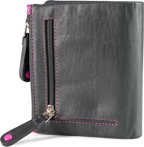 Visconti Mojito M77 Multi Colored Soft Leather Compact Wallet/Purse 3.5" x 4.3" (Black Multi) in Saudi Arabia